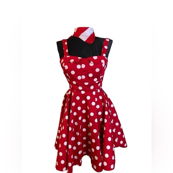 Retro Red 50’s Polka Dot Dress - Picture 10 of 12